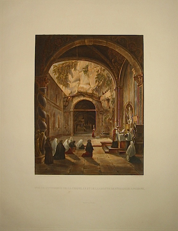 Vue de l'interieur de la Chapelle et de la grotte de S.te Rosalie a Palerme 1822-1826 Parigi